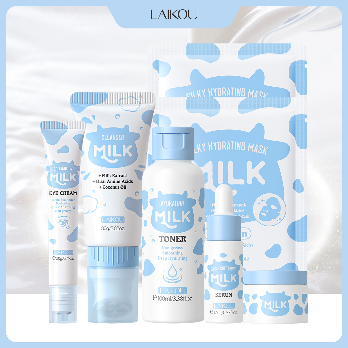 LAIKOU 6Pcs Milk Hydrating Ski - Skincare Glow 评论和价格